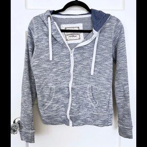 Blue Skater Jersey White Zipper Hoodie